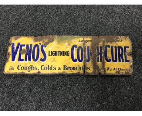 A vintage enamelled sign - Venos Lighting Cough Cure 