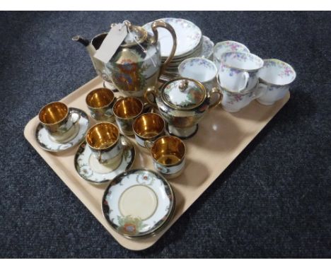 A tray of eighteen pieces of Mayfair crown china tea ware together with a fifteen piece Oriental style coffee service 