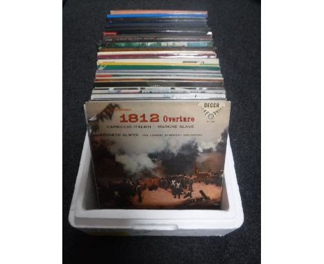 Two boxes of vinyl LP records - classical on Decca, HMV and Columbia labels 