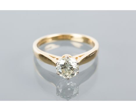 DIAMOND SOLITAIRE RING
the brilliant cut diamond approximately 1.02 carats, in eighteen carat gold and platinum setting, size