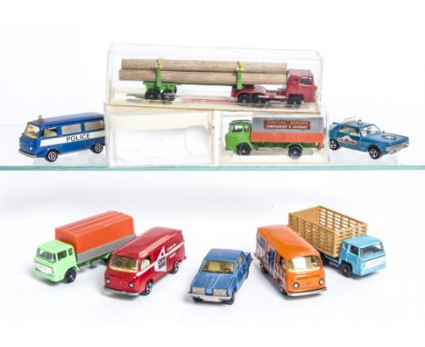 Small Scale Majorette, including Volkswagen 1302, VW Fourgon, DS21 Ambulance, Renault 5 and many others, six in original boxe