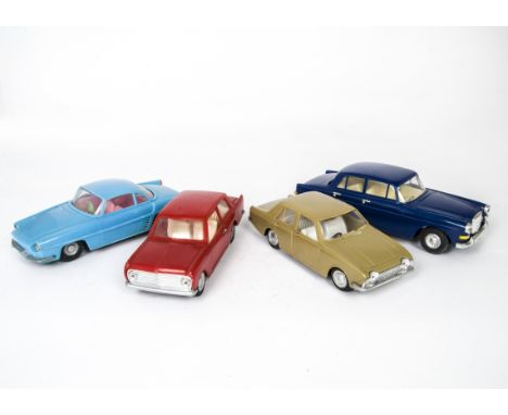 Hong Kong Plastic Friction Drive Cars, No.303 Vauxhall Viva, No.313 Ford Corsair, TAT No.702 Renault Floride, TAT No.730 Vand