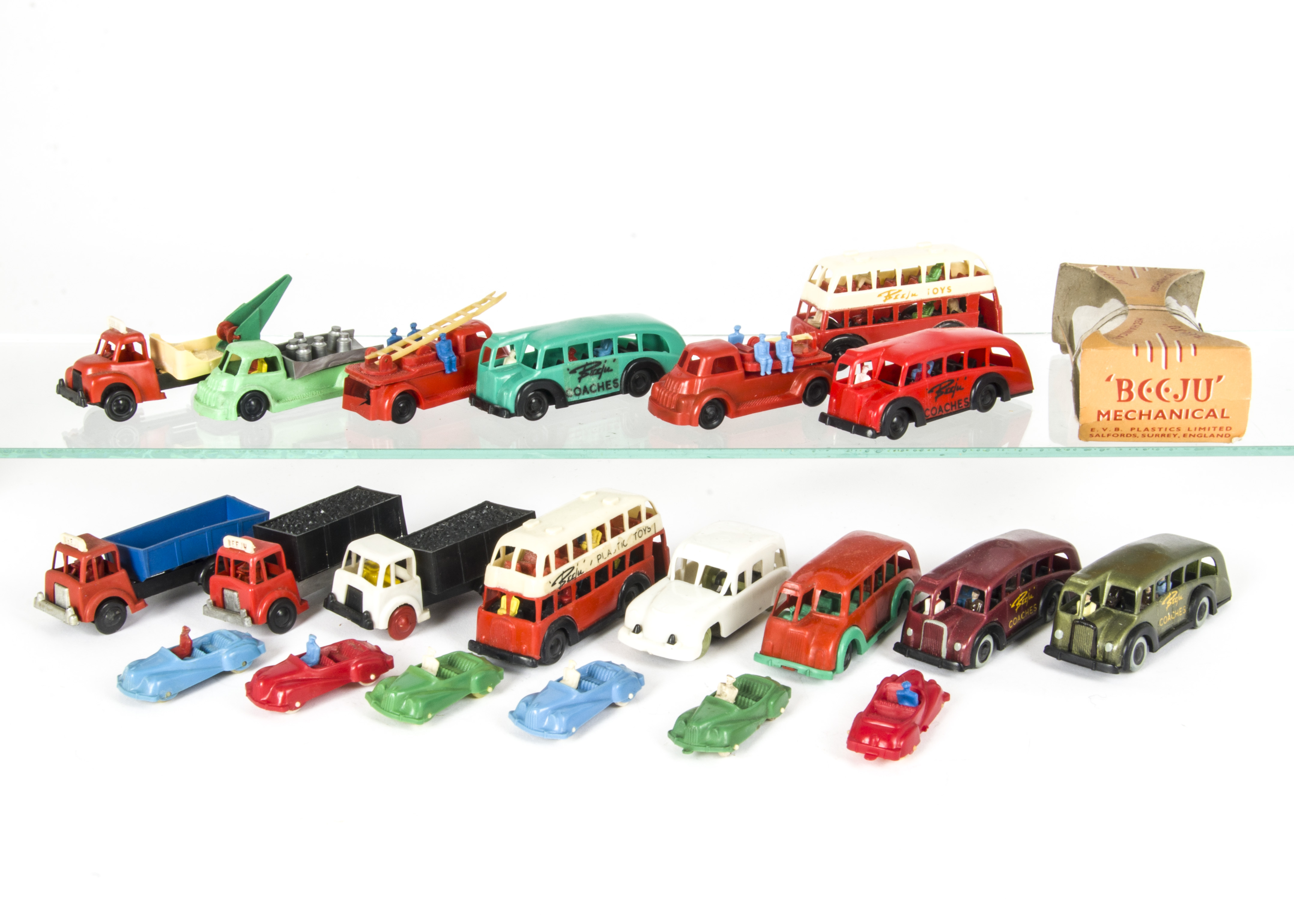 Beeju Plastic Vehicles, including Double Decker Bus (2), Coach (5 ...