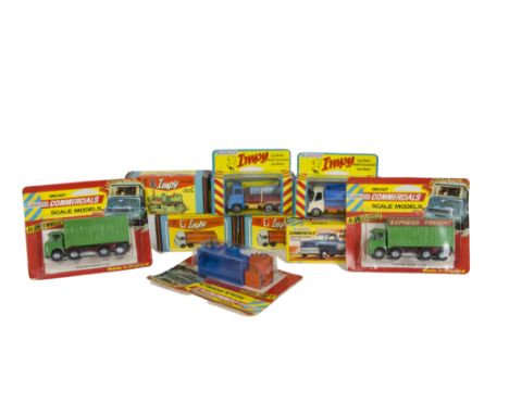 Lone Star Impy Commercials, including 148 Sand Truck, 129 Express Freight Truck (2), 26 Foden Tanker (2), 34 Euclid Tractor, 