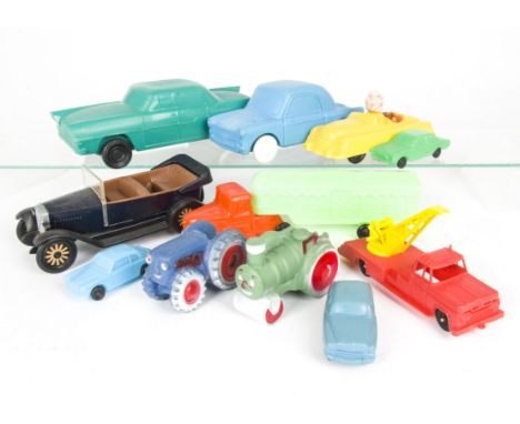 Polythene/Rubber Vehicles, including Tomte-Laerdal Ford Thunderbird, Galanite Mini, Bambola Stake Truck, Lone Star Eaglet Ser