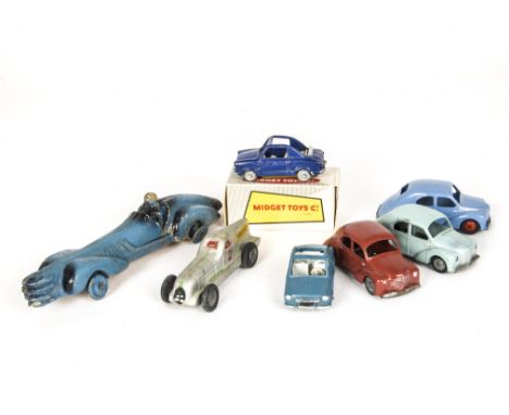 Early CIJ Renault 4CV, three examples, plaster and flour CIJ Renault Nervasport, larger scale plaster and flour Racing Car, b