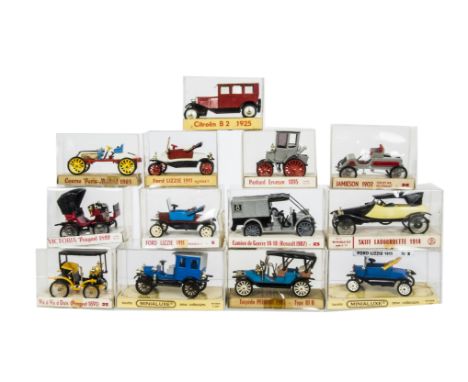 Minialuxe 1/43 Plastic Old Timer Vehicles, including Citroen B2 1925, Jamieson 1902, Victoria Peugeot 1892, Panhard Levassor 