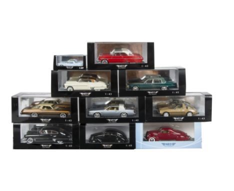 Neo 1/43 Scale Models, including Cadillac Fleetwood Brougham, AMC Pacer, Lincoln Zephyr Coupe 1937, Mercury Monterey Sun Vall