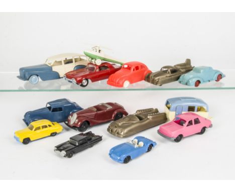 Plastics by Various Makers, including Marx style Cars Of The Future (5), one marked 'Made In England' other four appear to be