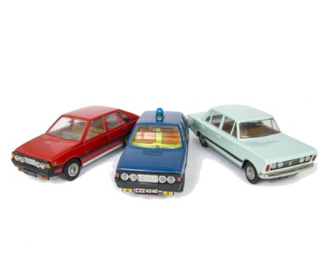 CZZ (Poland) Plastic Friction Drive Fiat 125p, light blue plastic body, detailed tinprinted interior, metal hubs and baseplat