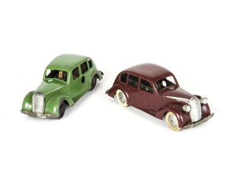 Pocketoy Clockwork Diecast Vauxhall, maroon body, silver grille and hubs, white tyres, VG, similar later version in green, F-