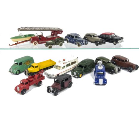 Dinky Toy Cars & Commercial Vehicles, including French Dinky 24zt Simca Ariane Taxi, 32d Delahaye Fire Engine, Dinky Toys Lou