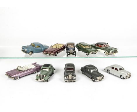 Unboxed International White Metal Models, A group of ten 1:43 scale vintage private vehicles including examples by Lansdowne 