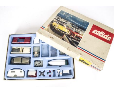 Solido Junior Luxe 2 Automobiles Construction Set, comprising Rolls Royce, Simca, Ford Wagon bodies, Caravan, Boat Trailer an