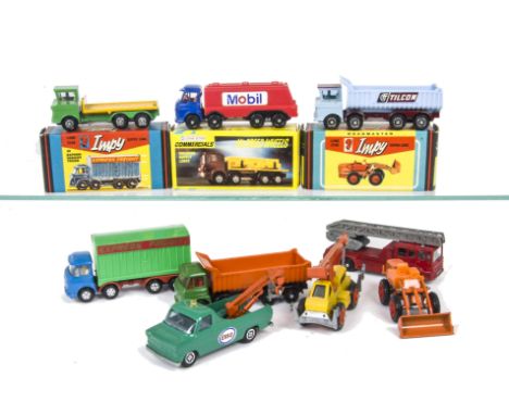 Lone Star Impy Commercial Vehicles, including 29 Express Freight Truck, 25 Tractor, 41 Builders Supply Lorry, in original box