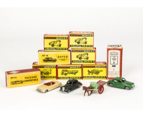 Benbros & Morestone, Mighty Midgets No.26 1904 Vauxhall (3), No.1 Hay Cart, No.28 Foden Chain Lorry, No.6 Milk Cart, Moreston