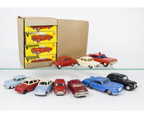 Irene Series (Hong Kong) 3 3/4" Plastic Friction Car Trade Box, containing twelve Standard Vanguards in original boxes with o