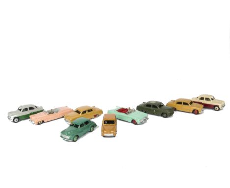 Dinky Toys Car Group, 132 Packard, 131 Cadillac Eldorado, 170 Ford Sedan, Morris Oxford, Hillman Minx, 164 Vauxhall Cresta (2