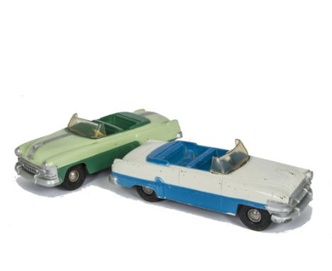 Renwal Diecast Promotional Pontiac Star Chief Convertible, two tone green diecast body, silver trim, friction drive, metal ba