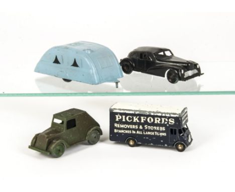 Kemlow Fleetmaster Saloon & Caravan, saloon all black, caravan light blue, Quad Armoured Car, camouflage, Pickford's Removals
