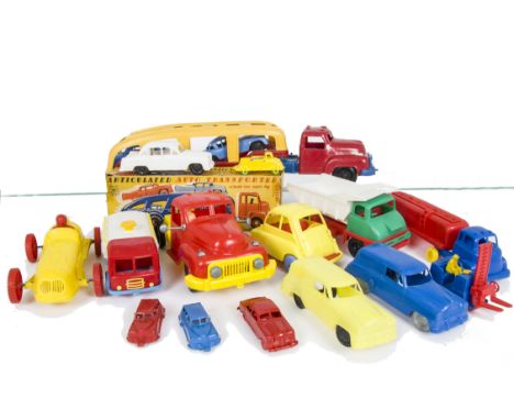 Tudor Rose & Similar Plastics, including Tudor Rose Articulated Auto Transporter, in original box, loose Tudor Rose Petrol Ta