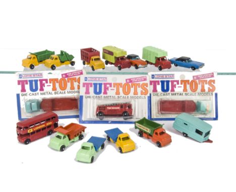 Lone Star Tuf-Tots, including Apache Low Loader (2), Fire Engine, in original packaging, loose Stingray Sports, Esso Tanker, 