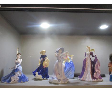 A group of Royal Doulton, Royal Worcester and Coalport lady figures to include Coalport Linda Ladies of Fashion and Regents P