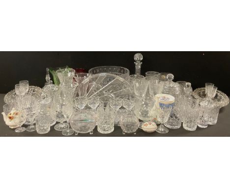 A collection of glassware, including Edinburgh cut glass crystal drinking glasses, wine, brandy, whisky; other drinking glass