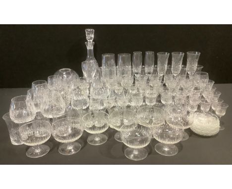 A large quantity of cut glass comprising of WEBB’s set of cut crystal sherry glasses,  port glasses, decanter, etc (qty)