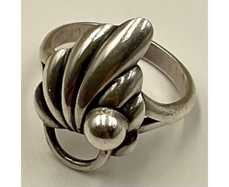A Niels Erik From, Danish silver ring, stamped "STERLING DENMARK N.E.FROM", size M 1/2, approx. 3.1g gross, boxed