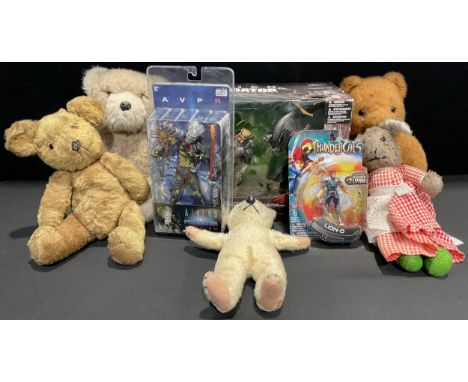 Toys &amp; Juvenalia - a 1940s Wartime teddy bear, cloth nose, glass eyes, 36cm high; others Blue Riband Bear, Millstone Craf