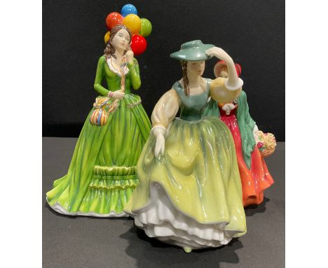 A Staffordshire figure, The English Ladies Co, by D Smith, The Balloon Seller, 23cm, printed mark in black; a Royal Doulton P