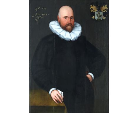Hollandse School 17e eeuw Portrait of Roloff Lambertsz. (1550-1611), mayor of Kampen. Dated and annotated: Aº 1599 / ÆTATis S