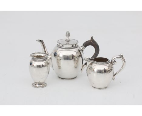  A Dutch Sterling silver teapot and milkjug. Maker's mark N. Lieshout &amp; Co., Amsterdam. Year letters (x) 1882 and (y) 188