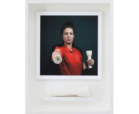 Job Koelewijn (1962) 'Torch' (2012). A framed installation with wax torch and photograph.  Signed and dated 2012 lower right 