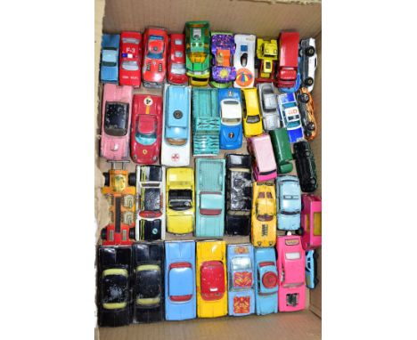 A QUANTITY OF UNBOXED AND ASSORTED PLAYWORN DIECAST VEHICLES, to include Dinky Toys Chevrolet El Camino pick up, No. 449, Cor