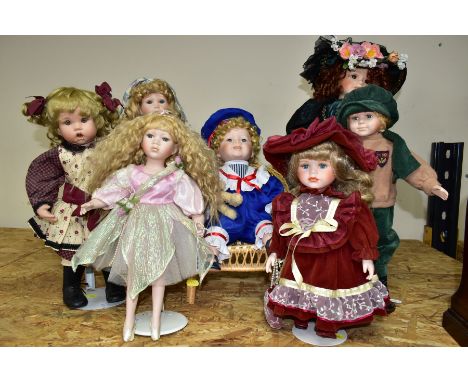 SEVEN COLLECTORS DOLLS, comprising a Leonardo Collection ballerina fairy doll (missing wings?, base of shoes loose), a Leonar