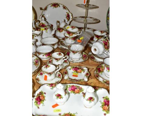 FORTY TWO PIECES OF ROYAL ALBERT 'OLD COUNTRY ROSES' TEAWARES, ETC, comprising three tier cake stand, cake plate, 18cm teapot