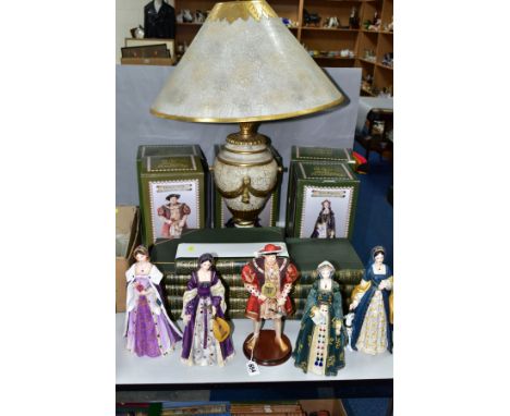 COLLECTABLES, five Regency Fine Art figures, Henry VIII, Catherine of Aragon, Anne Boleyn, Jane Seymour and Catherine Howard,