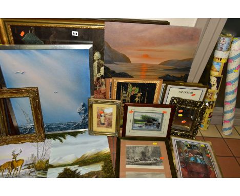 PAINTINGS AND PRINTS, ETC, to include amateur landscape oils, three Gary Patterson golf prints, Bernard Borione print 'Checkm