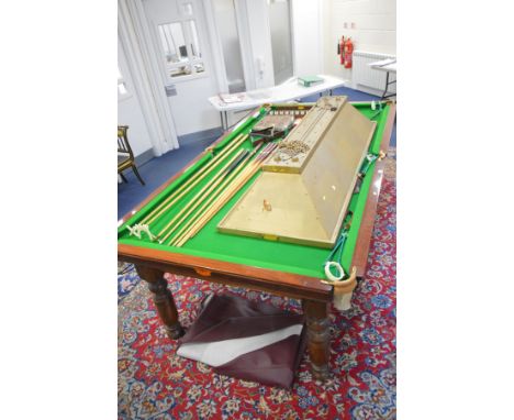 AN EARLY 20TH CENTURY THOMAS PADMORE &amp; SONS LTD, BIRMINGHAM 9' COMPOSITE BED SNOOKER TABLE, length 257cm x depth 139cm x 