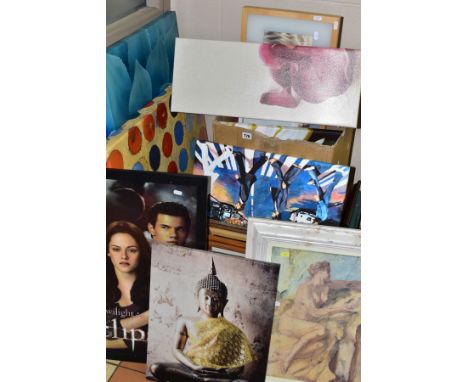 PAINTINGS AND PRINTS ETC, to include amateur watercolours, modern decorative prints, box canvas prints etc, largest print app