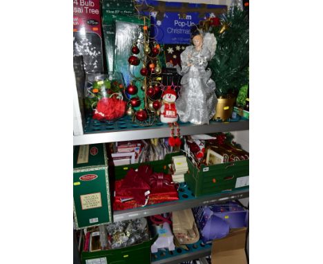 A LARGE QUANTITY OF MODERN CHRISTMAS TREES, DECORATIONS, CARDS ETC, to include approximately ten Christmas trees, mostly boxe