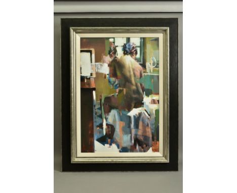 CHRISTIAN HOOK (BRITISH 1971) 'THE BATHER', a signed limited edition print of a female nude, 72/195, no certificate, approxim