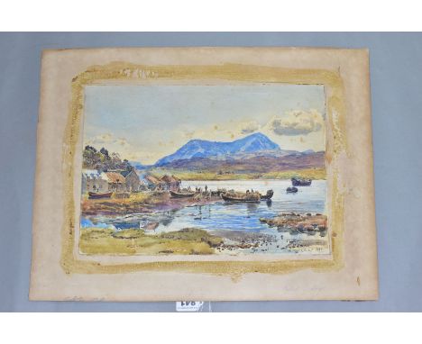 HENRY MOORE RA (1831-1895) PORTREE:SKYE, a Scottish Islands coastal landscape, figures and boats on the shore line, signed an