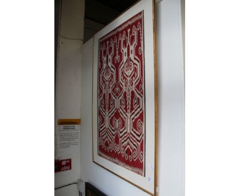 An eastern tapestry sample, framed and mounted.