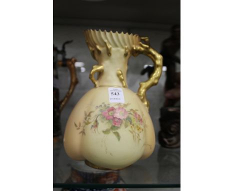 A Worcester blush ivory jug with crab stock handle.