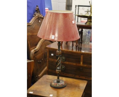 An Indian painted lacquer table lamp.