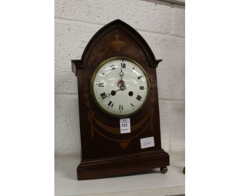 An Edwardian inlaid mahogany mantle clock (AF).