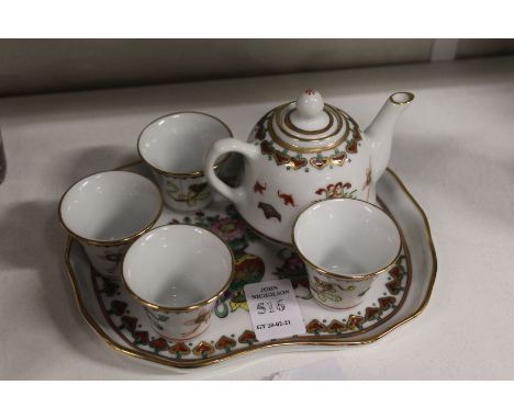 A miniature porcelain tea service.